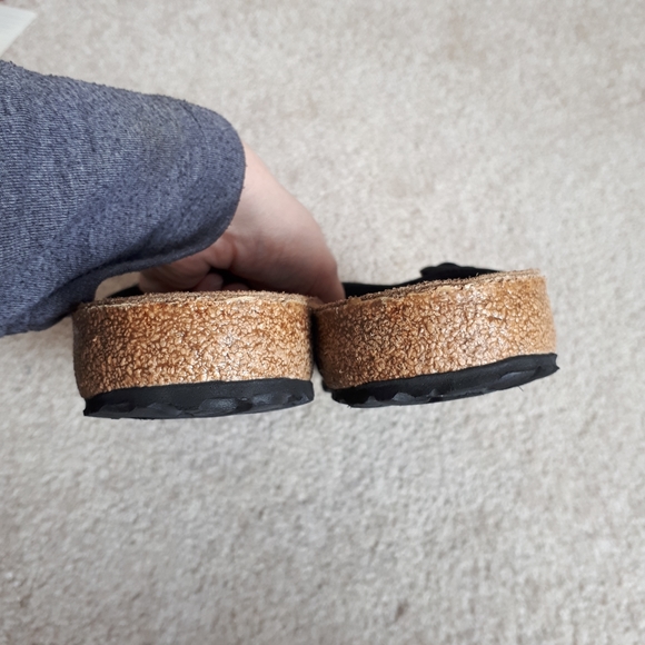 BIRKENSTOCK / 37, 6 / Women's Madrid Patent Faux Leather Cork Sandals - Black - Picture 6 of 10